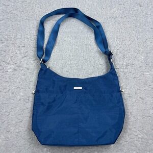 Baggallini Hobo Crossbody Bag Blue Nylon Packable Pockets Zip Adjustable Strap